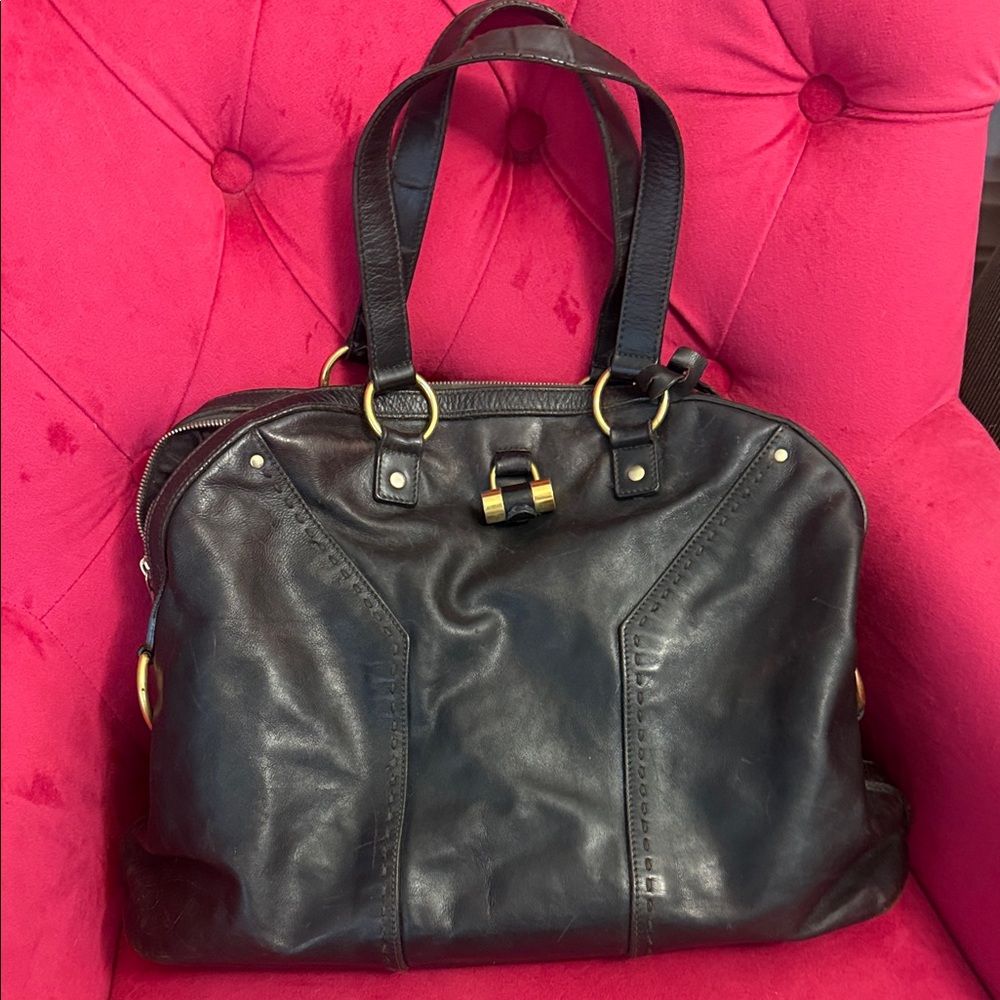 Yves Saint Laurent YSL Muse Tote Bag Leather with Gold Hardware